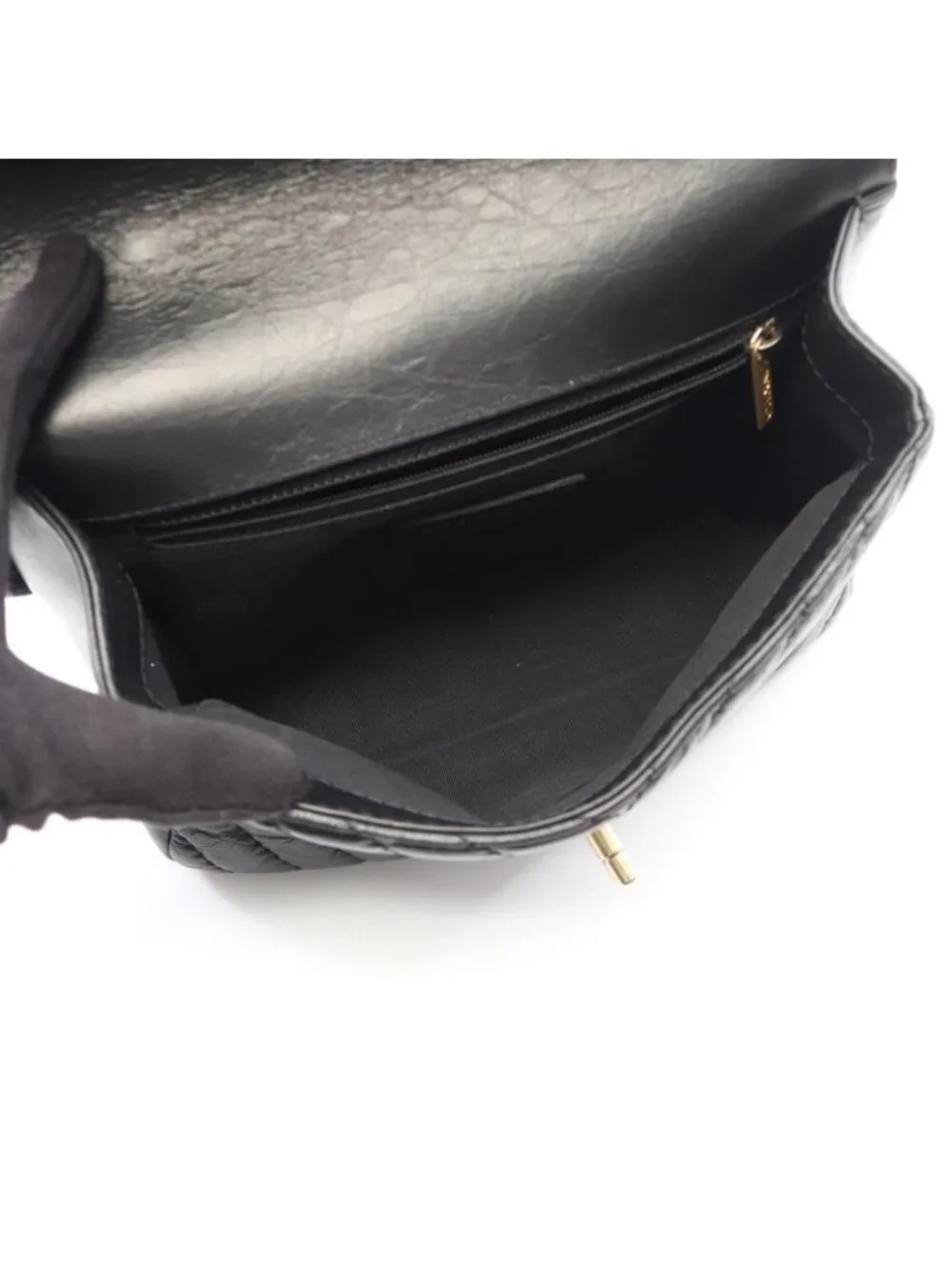 Chanel Shoulder Bag Mademoiselle Stitch Top Handle 2-Way Black Leather Chain